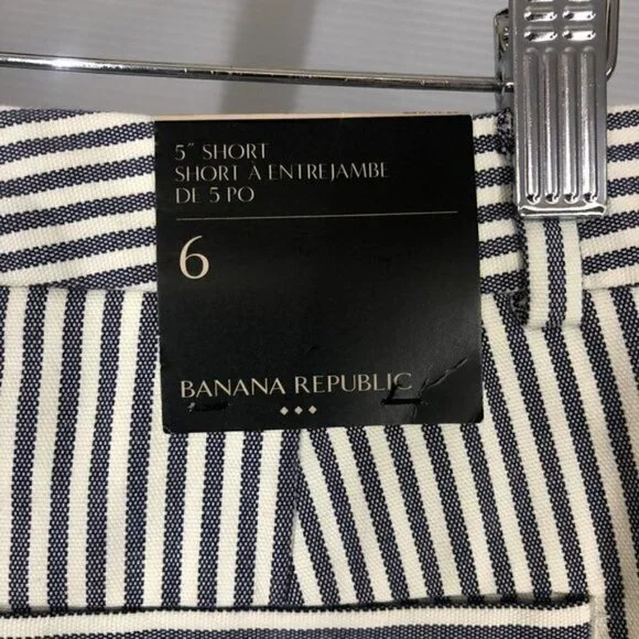 BANANA REPUBLIC FACTORY NWT Blue White Stripe 5" Shorts Sz 6 - Picture 6 of 7